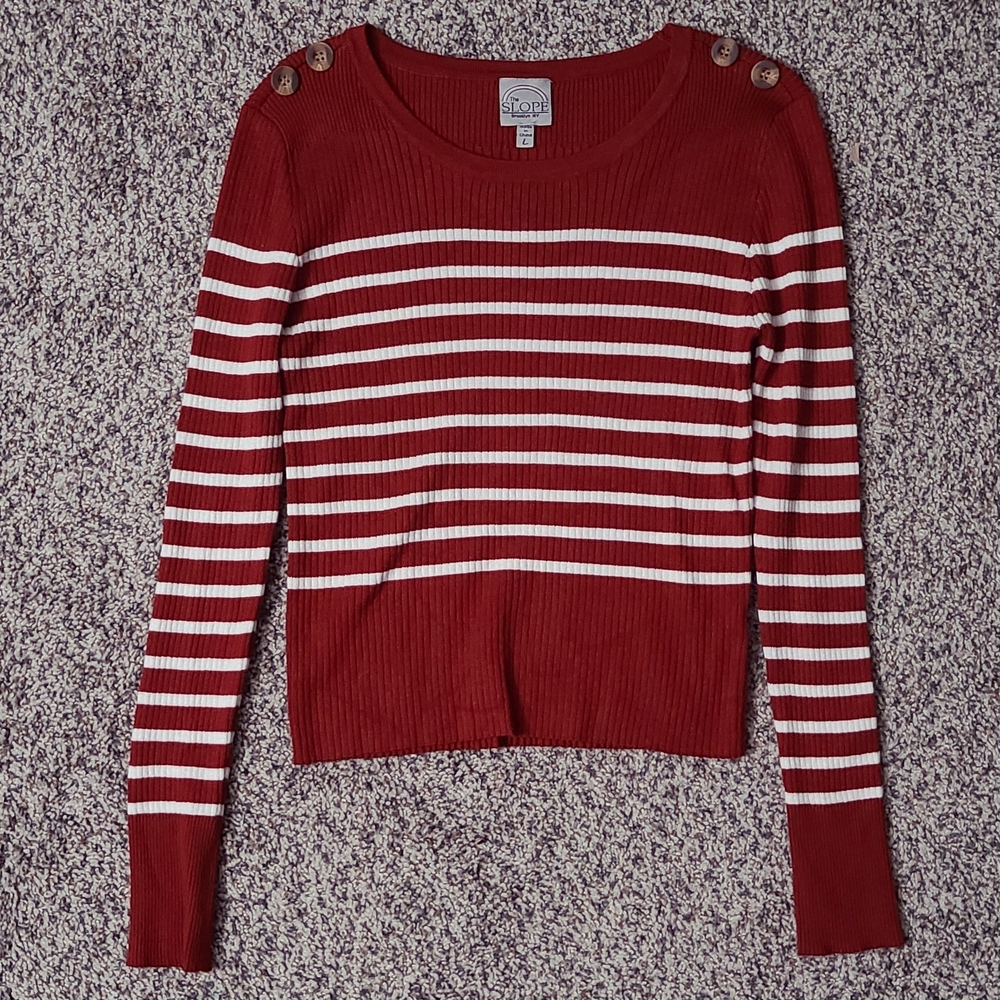 Red and White Striped Sweater